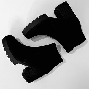 Eileen Fisher NWOT Spell Recycled Stretch Knit Ankle Boots Heels Black 8.5